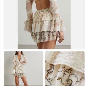 NWOT LoveShackFancy KARINE CUT OUT VIOLE MINI Dress Magnolia Tea Beaded Med